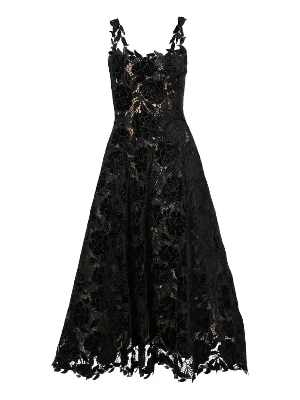 Women's Chalet Floral Guipure Lace Scoopneck Midi Dress
