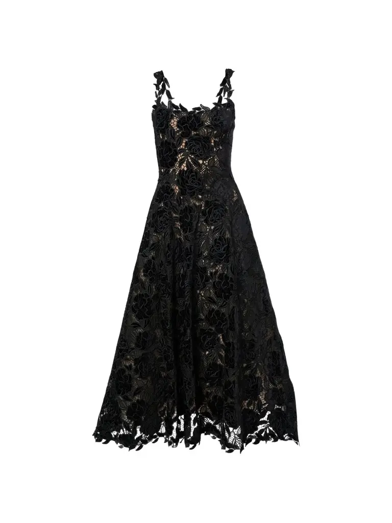 Women's Chalet Floral Guipure Lace Scoopneck Midi Dress Women's Chalet Floral Guipure Lace Scoopneck Midi Dress