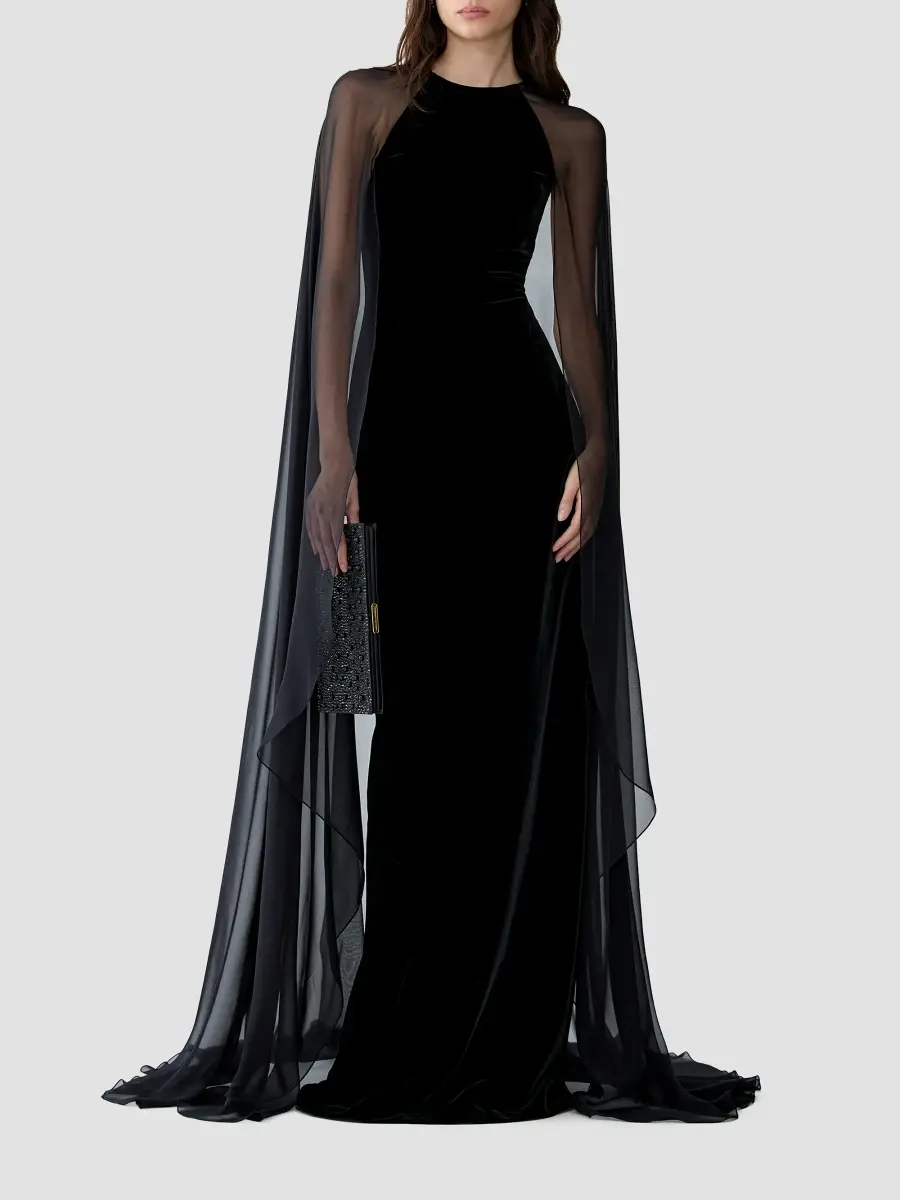 Carolina Herrera Women's Chalet Sheer-Cape Column Gown | Thumbnail 4
