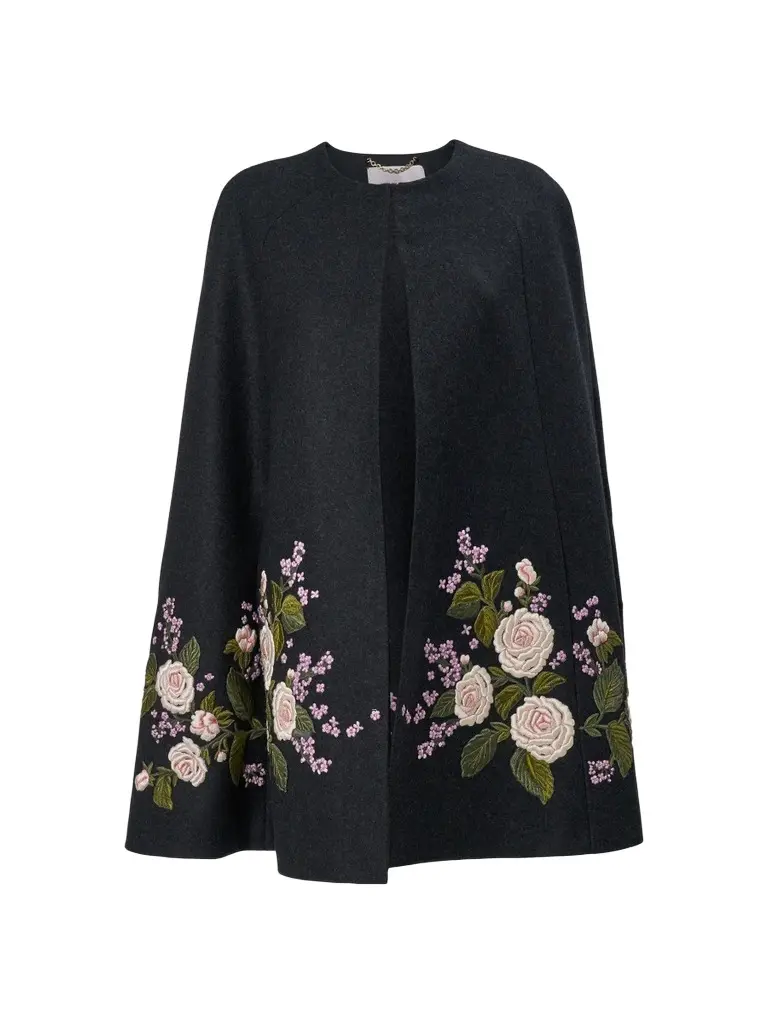 Women's Chalet Floral-Embroidered Virgin-Wool Cape Women's Chalet Floral-Embroidered Virgin-Wool Cape