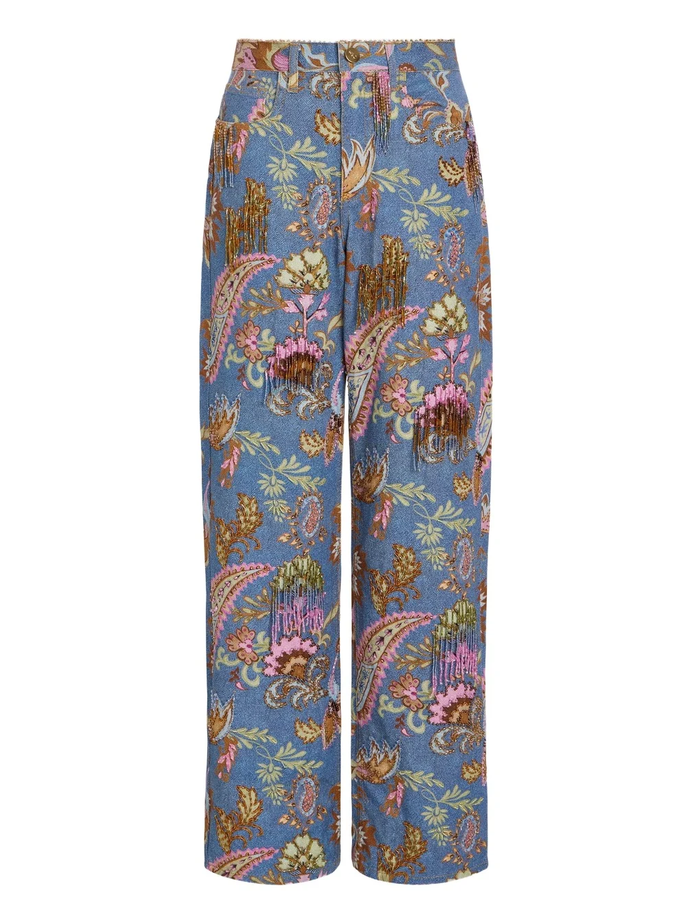 Women's Boho Embellished Paisley Wide-Leg Jeans