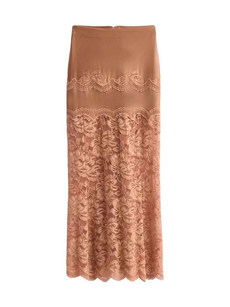 Women's Lace-Trimmed Maxi Skirt