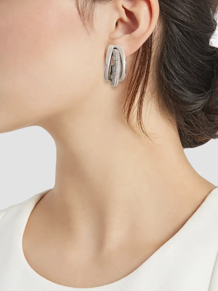 Rabanne Women's Bo Creole Crystal-Embellished Hoop Earrings | Thumbnail 2 Rabanne Women's Bo Creole Crystal-Embellished Hoop Earrings | Thumbnail 2