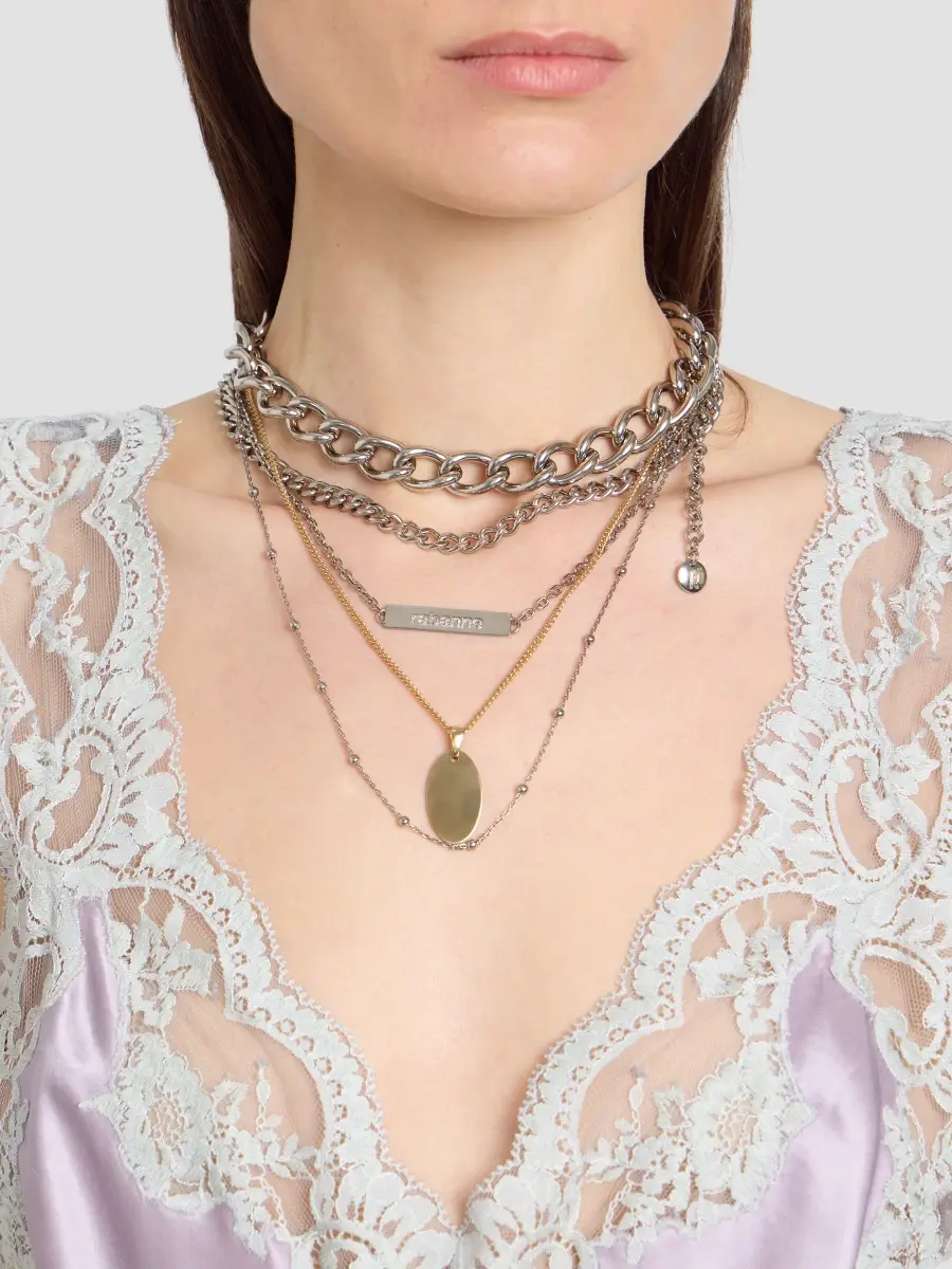 Rabanne Women's Two-Tone 5-Row Layered Chain Necklace | Thumbnail 2 Rabanne Women's Two-Tone 5-Row Layered Chain Necklace | Thumbnail 2