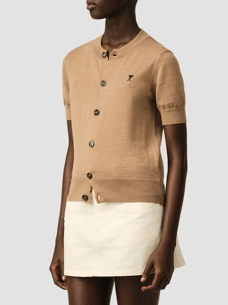 AMI PARIS Women's Ami De Coeur Wool Short-Sleeve Cardigan | Thumbnail 6 AMI PARIS Women's Ami De Coeur Wool Short-Sleeve Cardigan | Thumbnail 6