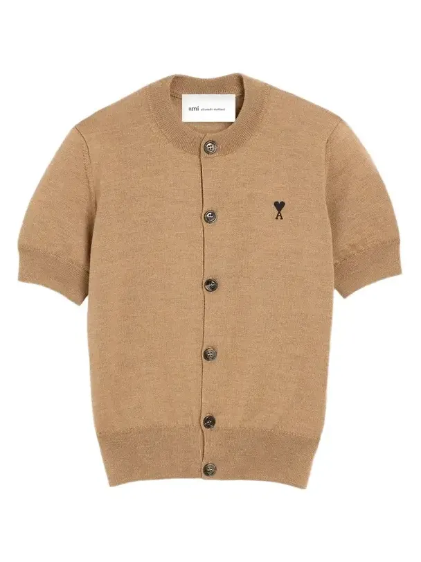AMI PARIS Women's Ami De Coeur Wool Short-Sleeve Cardigan