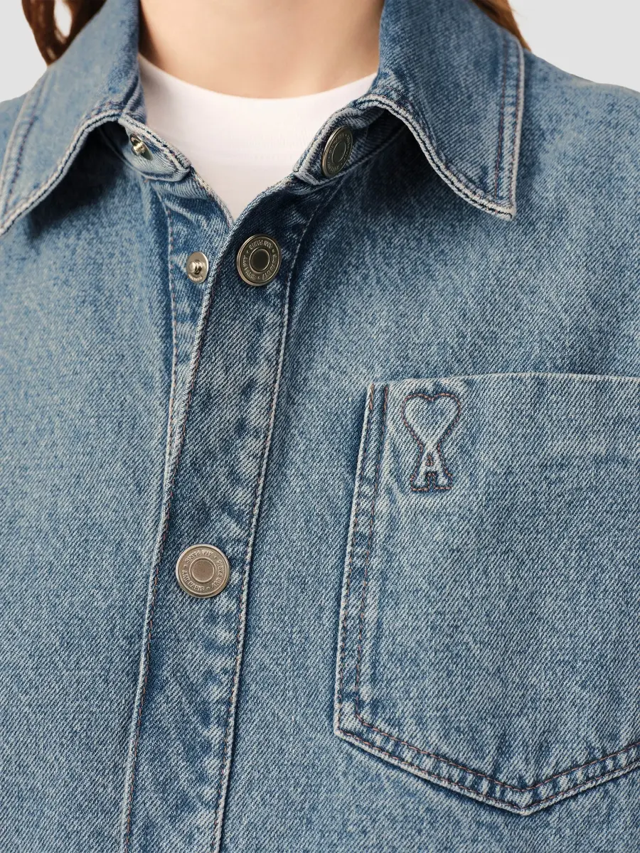 AMI PARIS Women's Ami De Coeur Denim Overshirt | Thumbnail 5