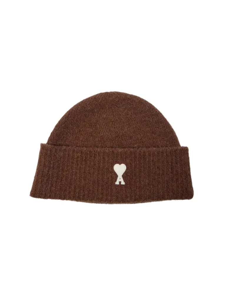 AMI PARIS Men's Logo Alpaca-Blend Knit Beanie Hat