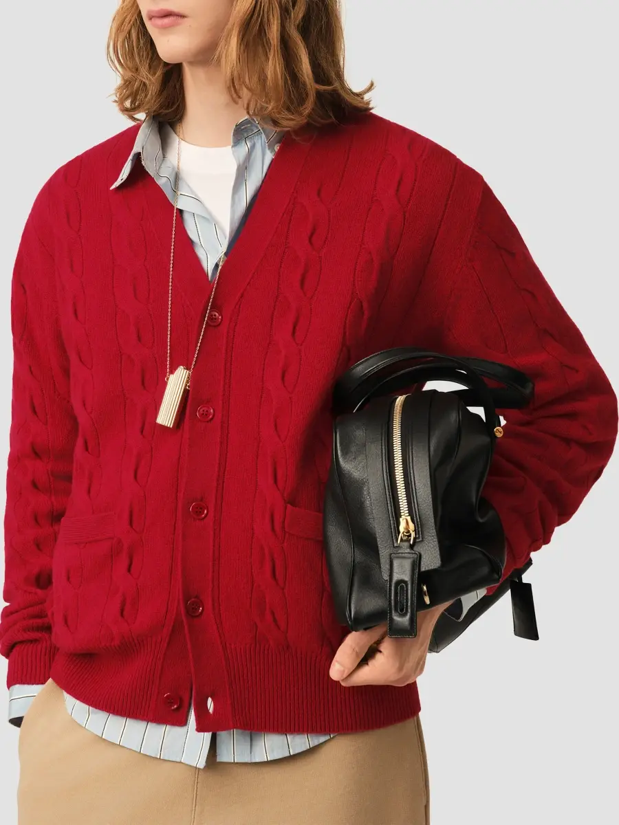 AMI PARIS Women's Cable-Knit Wool Cardigan | Thumbnail 4 AMI PARIS Women's Cable-Knit Wool Cardigan | Thumbnail 4