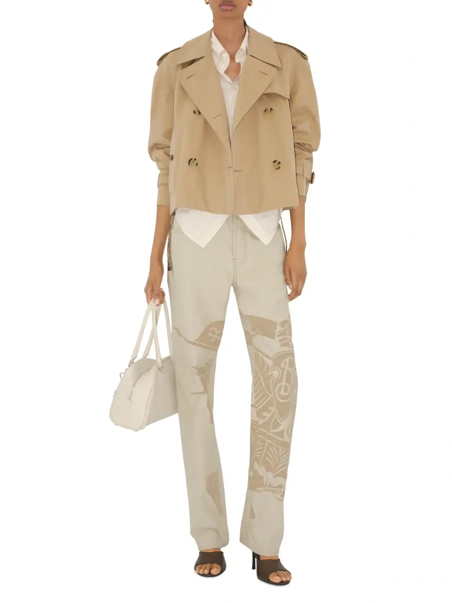 Burberry Women's Cotton Gabardine Crop Trench Jacket | Thumbnail 2