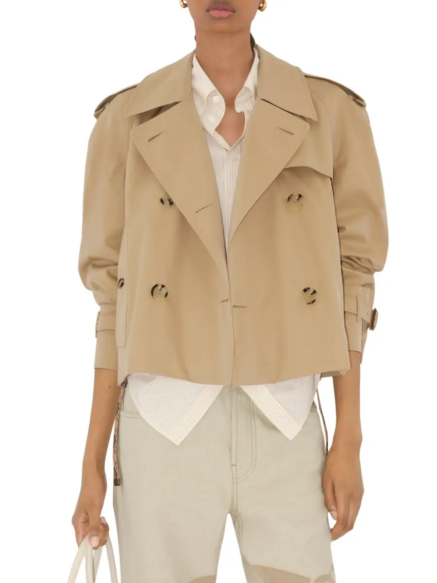 Burberry Women's Cotton Gabardine Crop Trench Jacket | Thumbnail 3