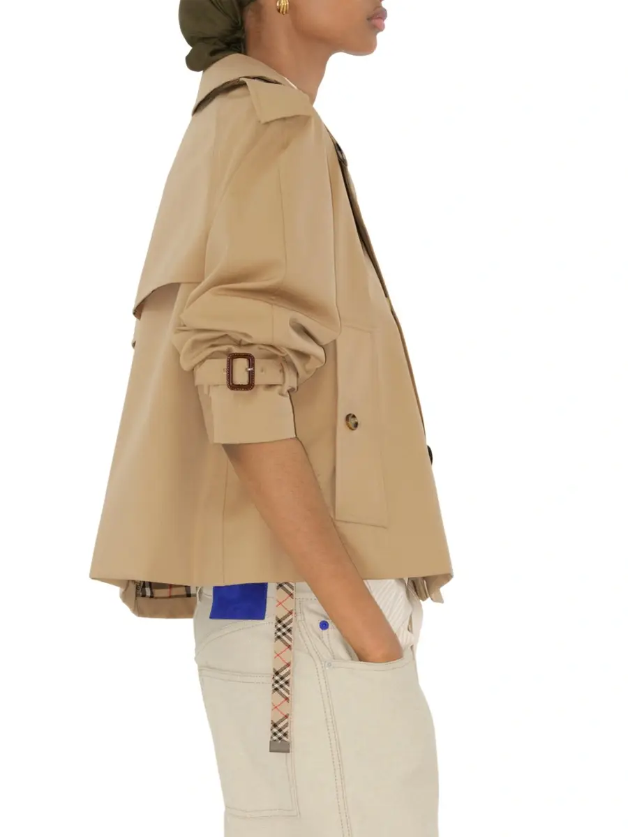 Burberry Women's Cotton Gabardine Crop Trench Jacket | Thumbnail 4