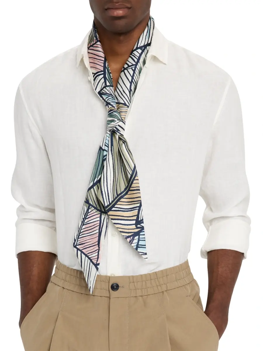 Giorgio Armani Men's Leaf Silk Scarf | Thumbnail 3