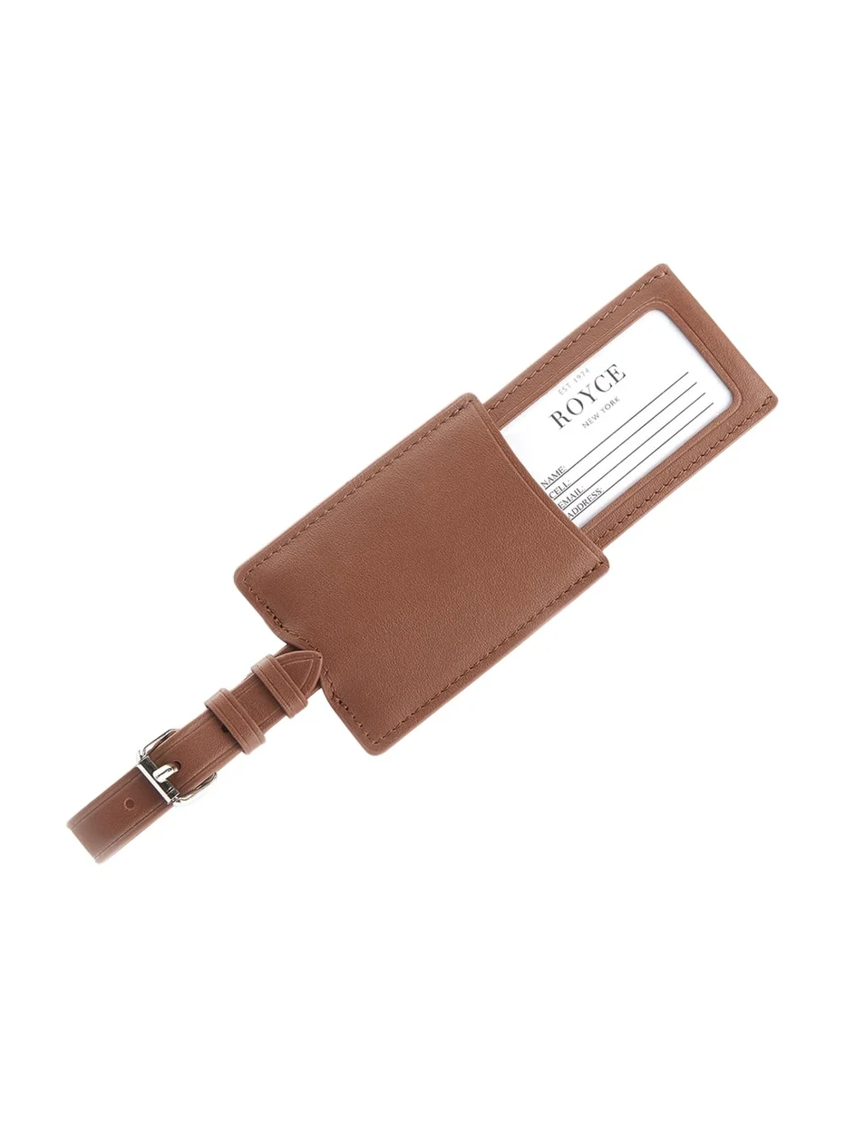 Monogrammed Leather Retractable Luggage Tag, Personalized