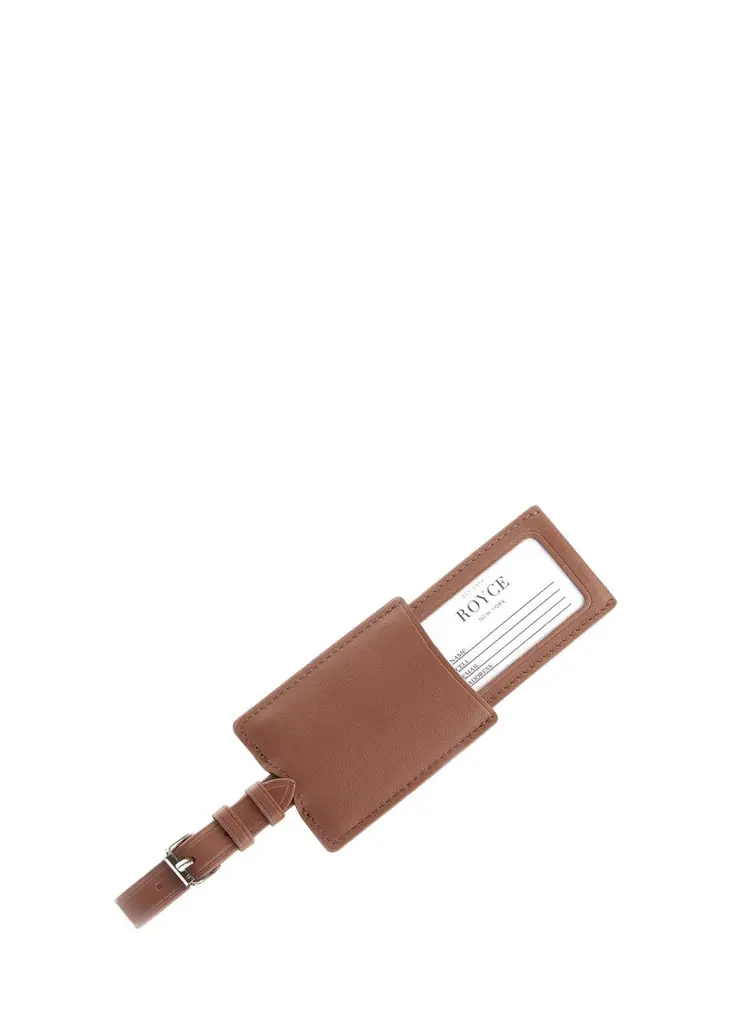 Royce New York Monogrammed Leather Retractable Luggage Tag, Personalized