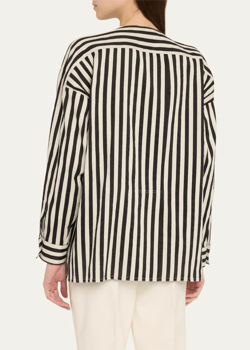 Max Mara Paio Stripe Long-Sleeve Silk Shirt Jacket | Thumbnail 3 Max Mara Paio Stripe Long-Sleeve Silk Shirt Jacket | Thumbnail 3