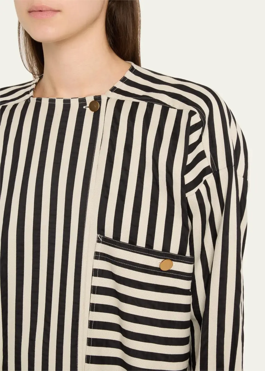 Max Mara Paio Stripe Long-Sleeve Silk Shirt Jacket | Thumbnail 5 Max Mara Paio Stripe Long-Sleeve Silk Shirt Jacket | Thumbnail 5