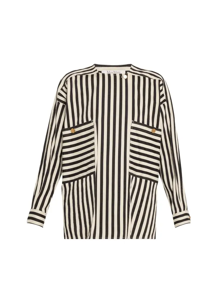 Paio Stripe Long-Sleeve Silk Shirt Jacket Paio Stripe Long-Sleeve Silk Shirt Jacket