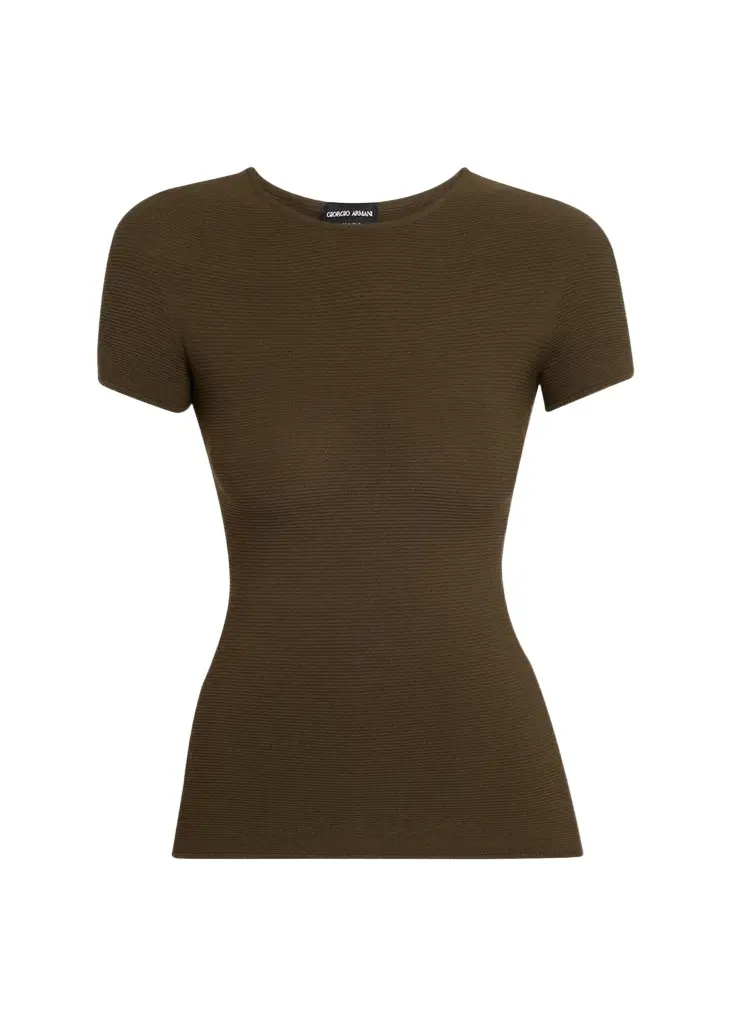 Giorgio Armani Ottoman Knit Fitted Short-Sleeve T-Shirt