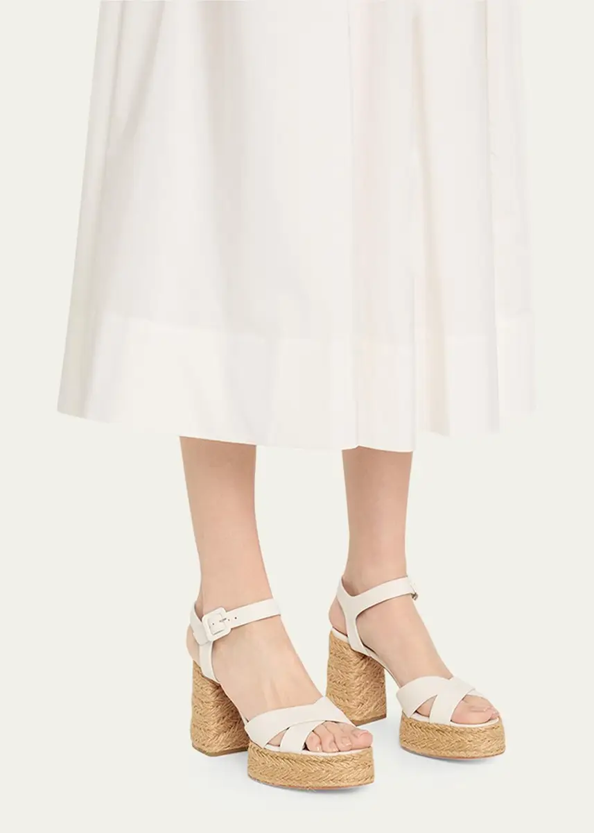 Christian Louboutin 70mm Calakala Leather Crisscross Espadrille Sandals | Thumbnail 2