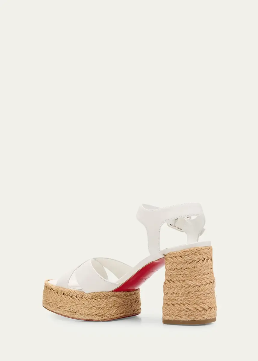 Christian Louboutin 70mm Calakala Leather Crisscross Espadrille Sandals | Thumbnail 4