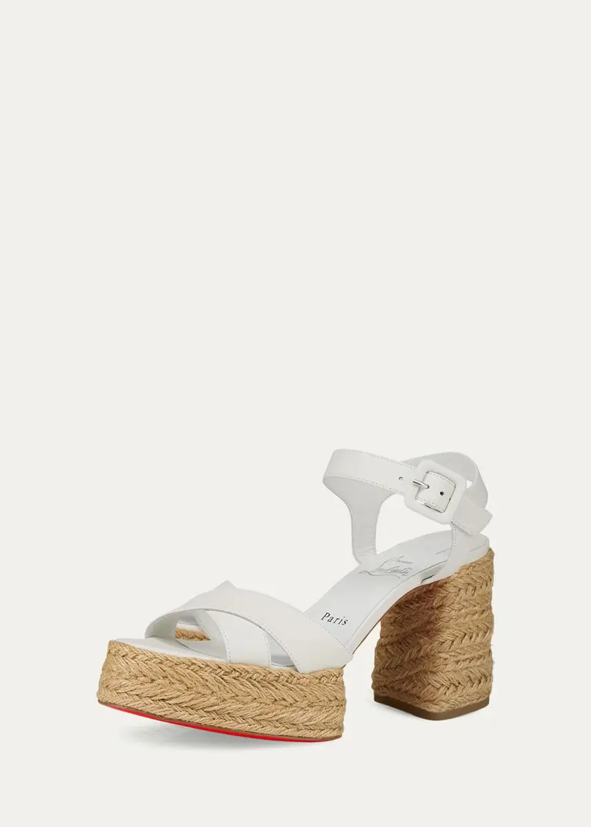 Christian Louboutin 70mm Calakala Leather Crisscross Espadrille Sandals | Thumbnail 6