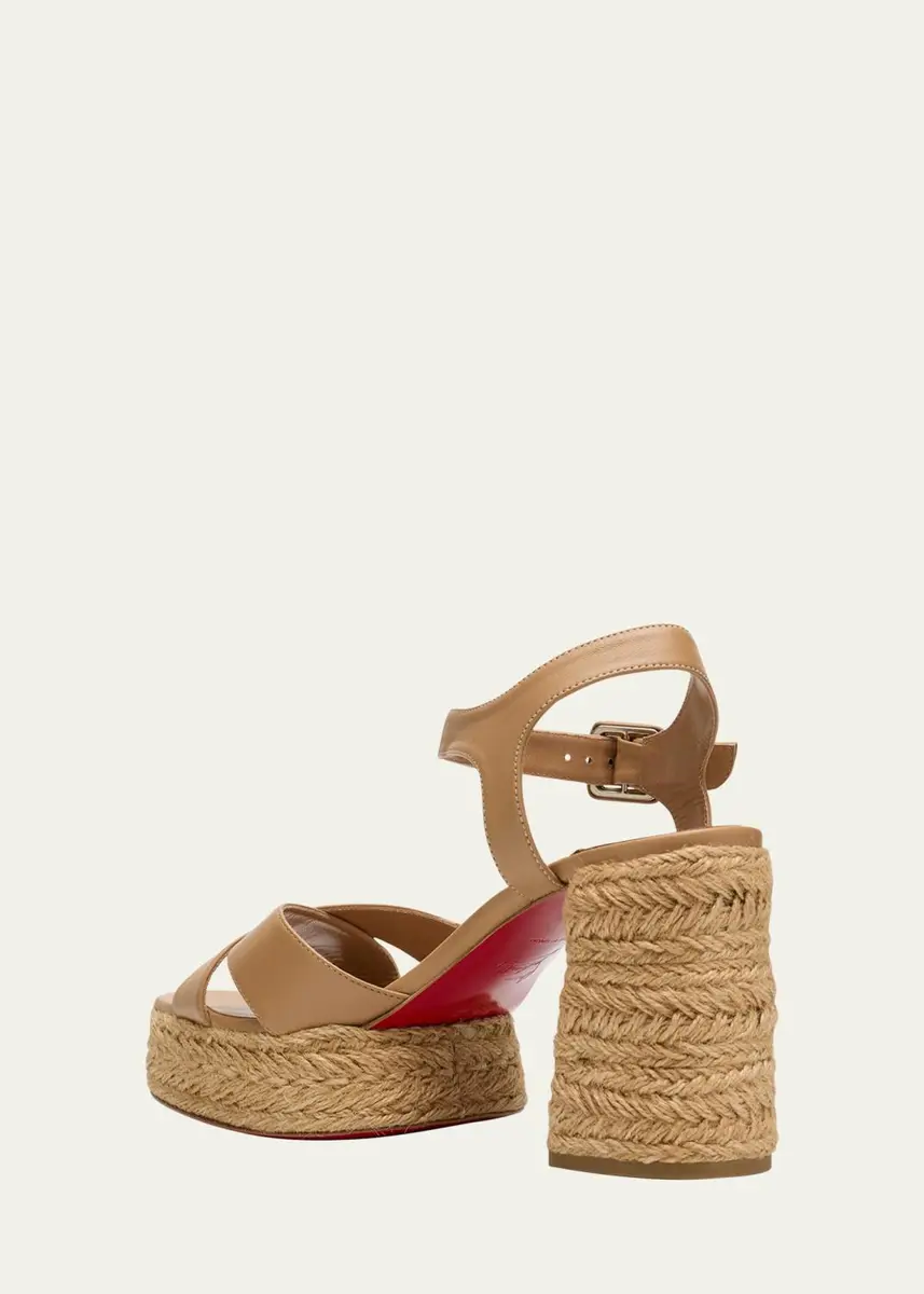Christian Louboutin 70mm Calakala Leather Crisscross Espadrille Sandals | Thumbnail 10