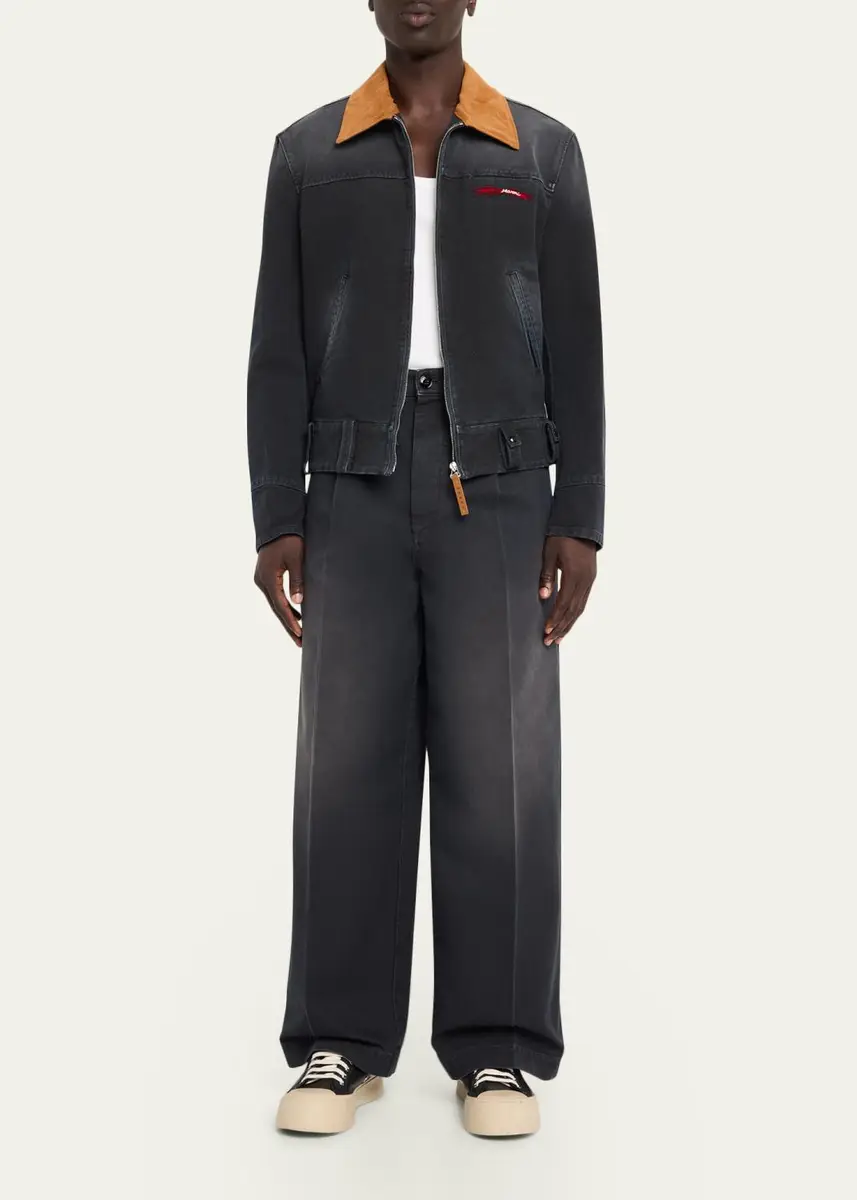 Marni Men's Canvas Shirt Jacket with Faux Suede Collar | Thumbnail 2 Marni Men's Canvas Shirt Jacket with Faux Suede Collar | Thumbnail 2