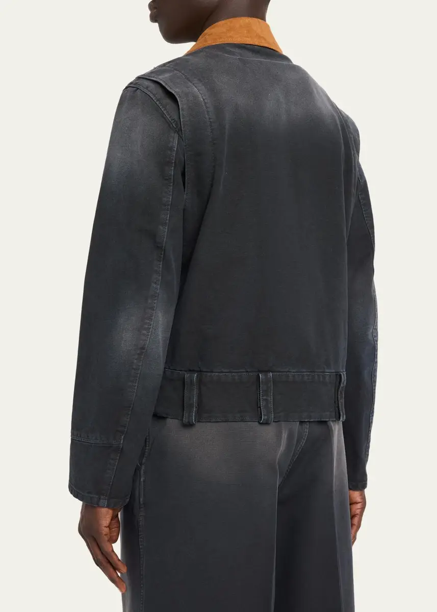 Marni Men's Canvas Shirt Jacket with Faux Suede Collar | Thumbnail 3 Marni Men's Canvas Shirt Jacket with Faux Suede Collar | Thumbnail 3