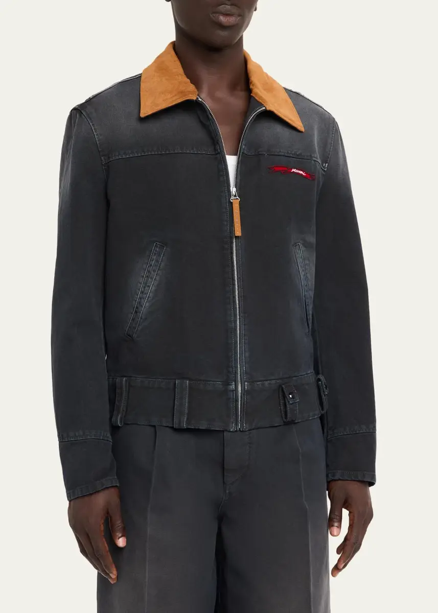 Marni Men's Canvas Shirt Jacket with Faux Suede Collar | Thumbnail 4 Marni Men's Canvas Shirt Jacket with Faux Suede Collar | Thumbnail 4