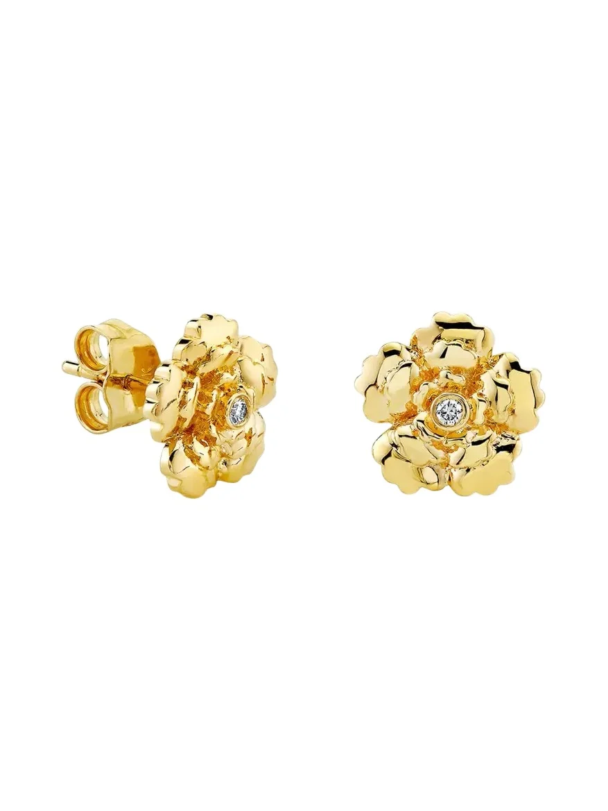 Sydney Evan 14K Yellow Gold & 0.01 TCW Diamond Flower Stud Earrings