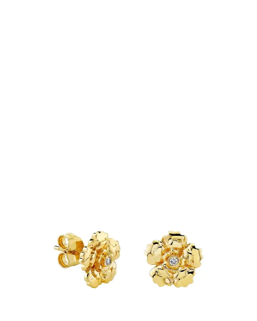 Sydney Evan 14K Yellow Gold & 0.01 TCW Diamond Flower Stud Earrings