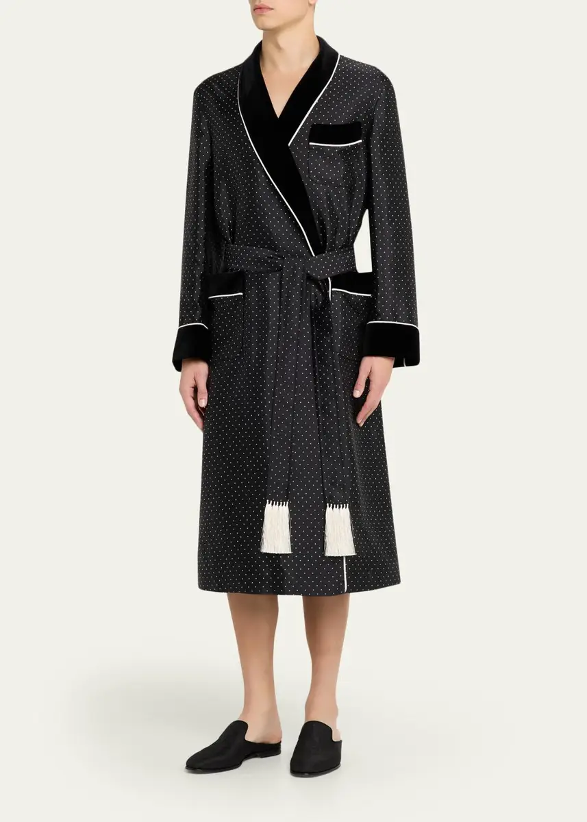 Tom Ford Men's Polka Dot Silk Robe | Thumbnail 2 Tom Ford Men's Polka Dot Silk Robe | Thumbnail 2