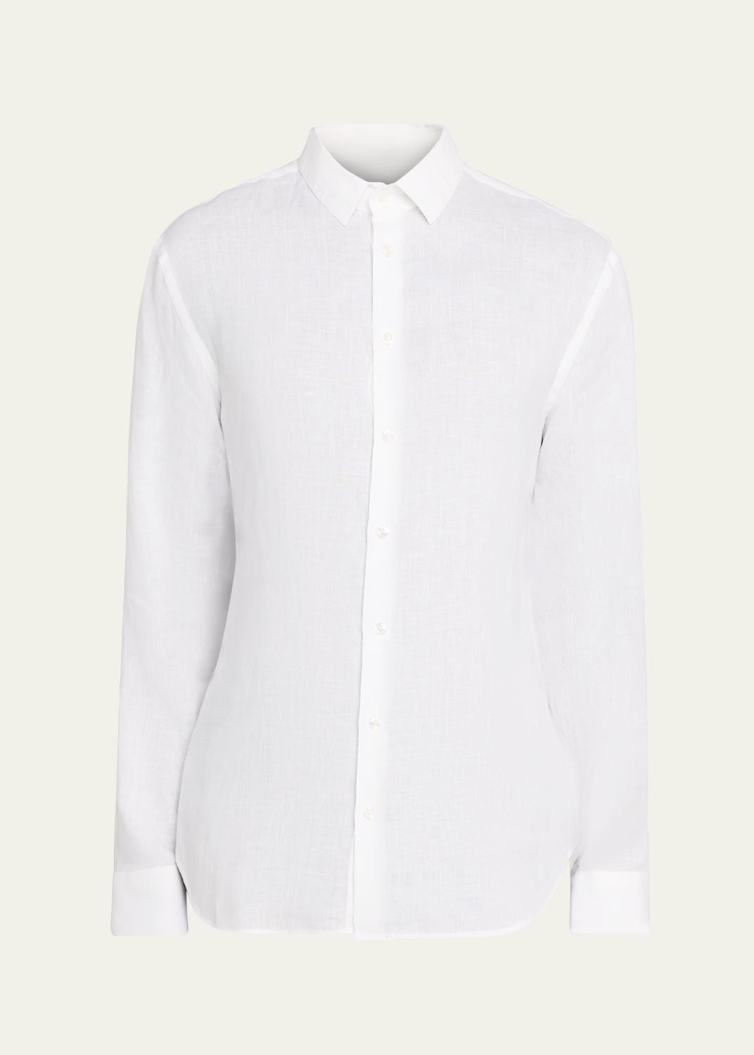 Giorgio Armani Men's Solid Linen Button-Down Shirt