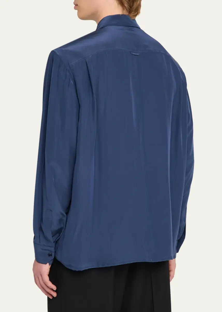 Saint Laurent Men's Viscose and Silk Double-Pocket Button-Down Shirt | Thumbnail 3 Saint Laurent Men's Viscose and Silk Double-Pocket Button-Down Shirt | Thumbnail 3