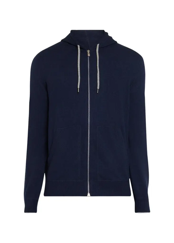 Brunello Cucinelli Men's Cashmere Zip-Front Hoodie