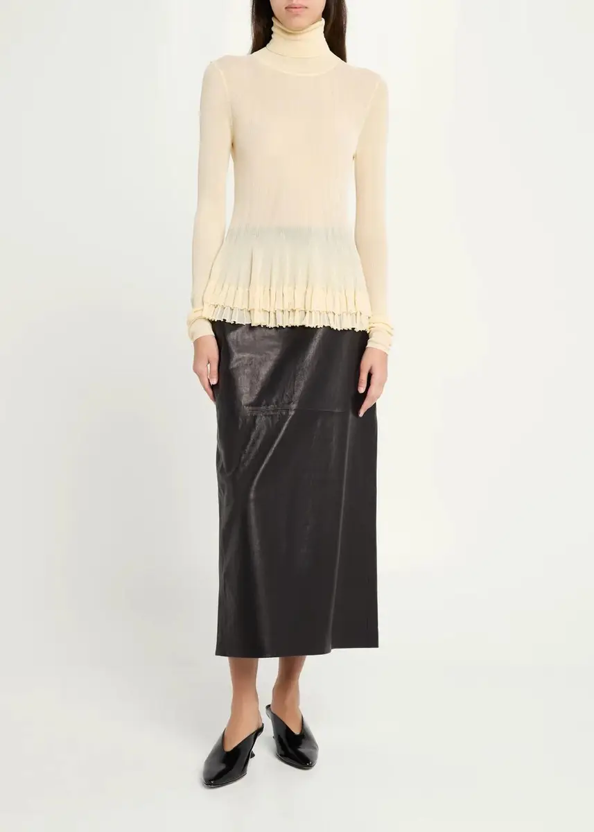 Ashlyn Meritt Turtleneck Sheer Rib Tiered Ruffle Sweater | Thumbnail 2 Ashlyn Meritt Turtleneck Sheer Rib Tiered Ruffle Sweater | Thumbnail 2