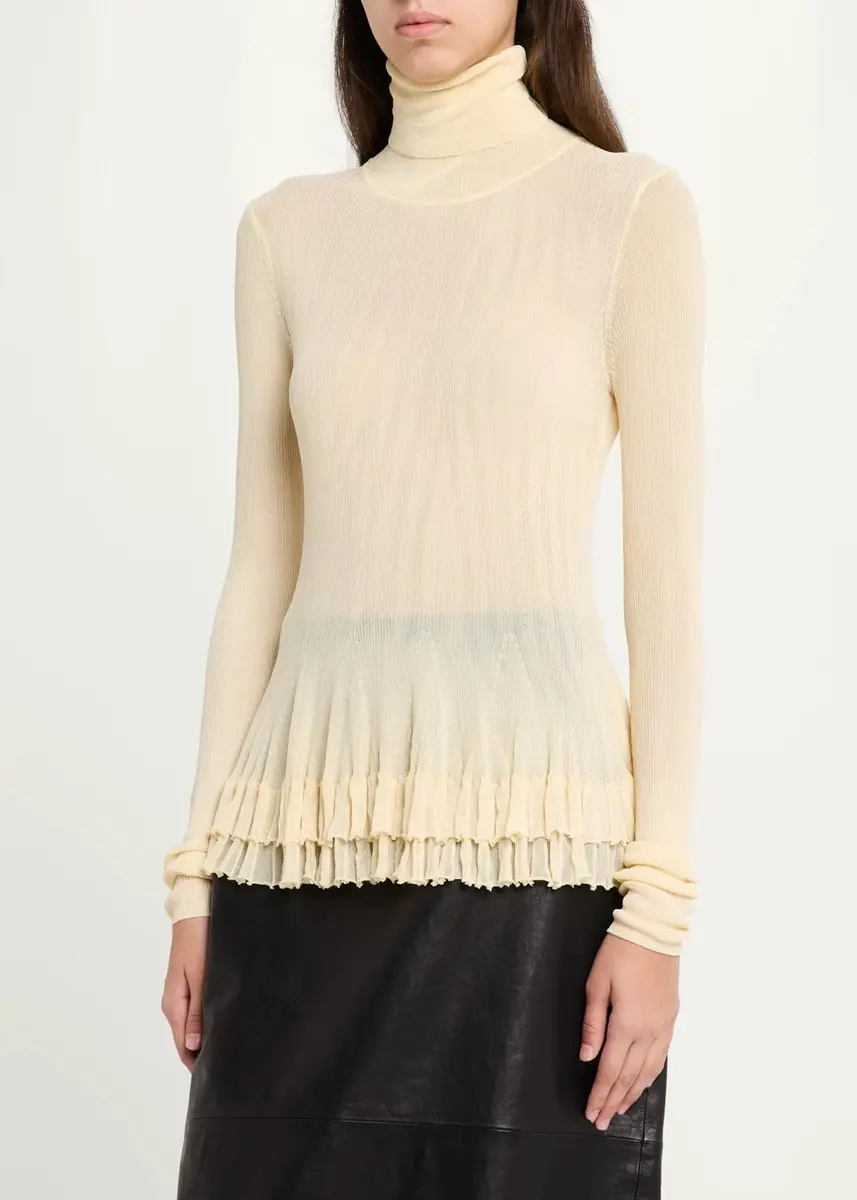 Ashlyn Meritt Turtleneck Sheer Rib Tiered Ruffle Sweater | Thumbnail 4 Ashlyn Meritt Turtleneck Sheer Rib Tiered Ruffle Sweater | Thumbnail 4