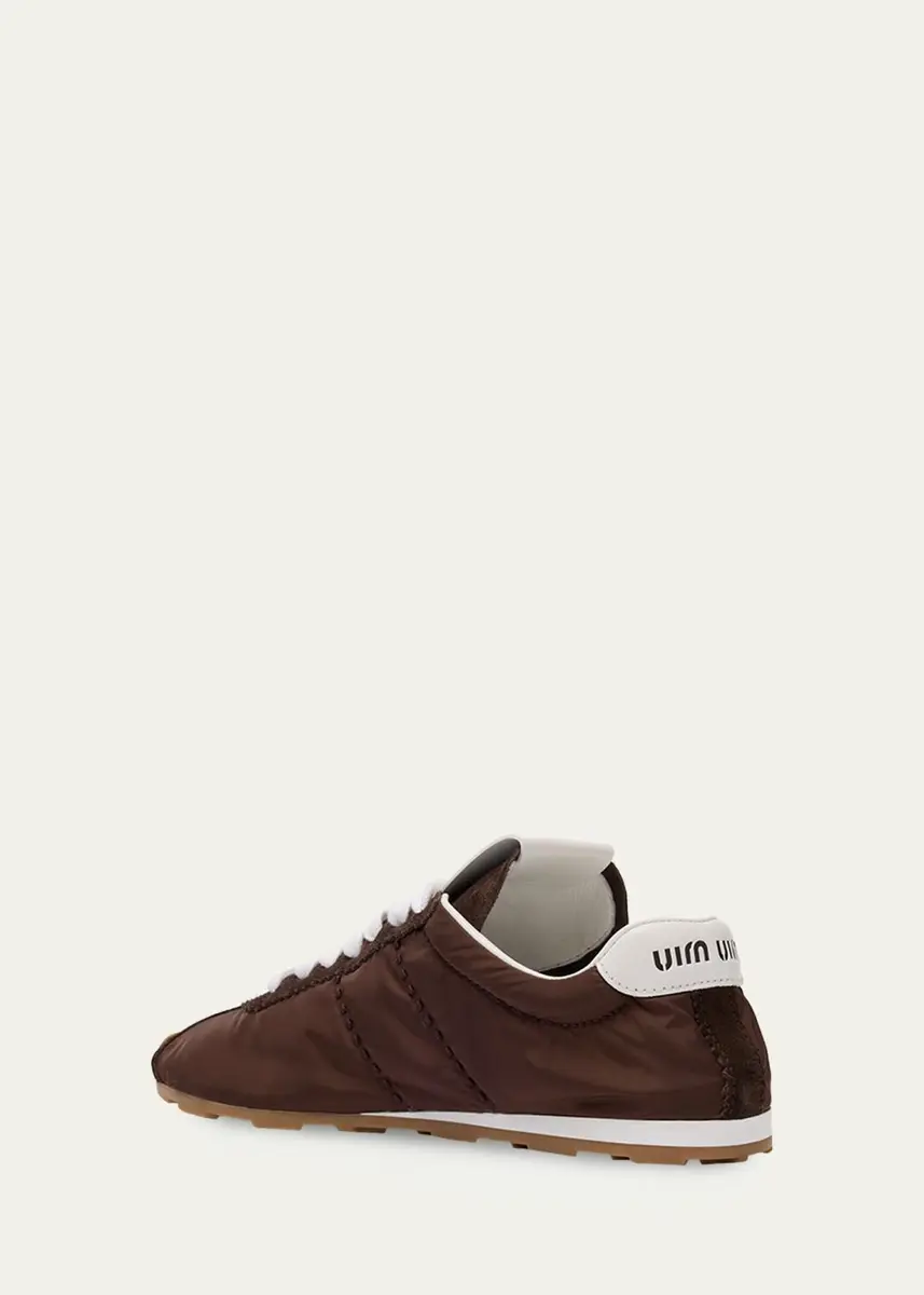 Miu Miu Low-Top Nylon & Suede Sneakers | Thumbnail 2 Miu Miu Low-Top Nylon & Suede Sneakers | Thumbnail 2