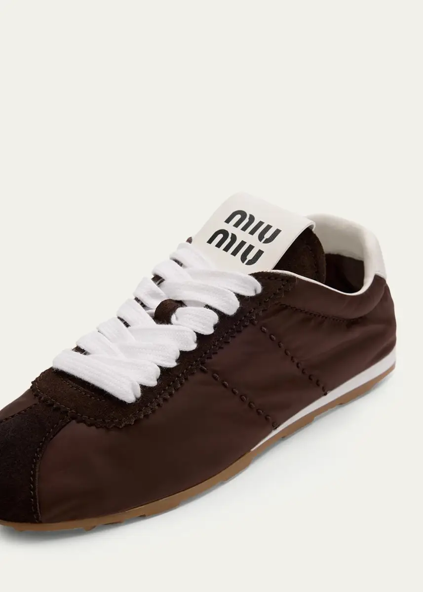 Miu Miu Low-Top Nylon & Suede Sneakers | Thumbnail 3 Miu Miu Low-Top Nylon & Suede Sneakers | Thumbnail 3