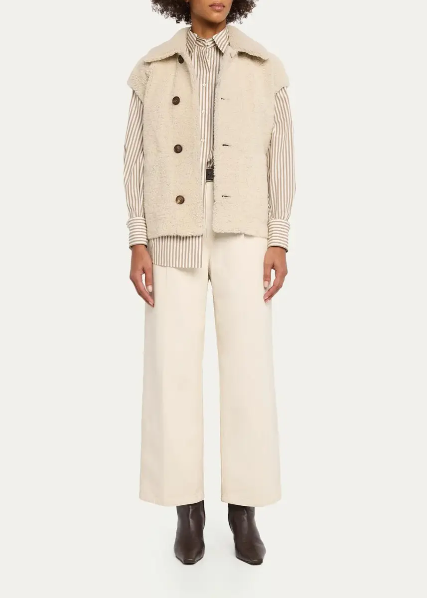 Brunello Cucinelli Striped Cotton Button-Down Shirt With Monili Trim | Thumbnail 2 Brunello Cucinelli Striped Cotton Button-Down Shirt With Monili Trim | Thumbnail 2