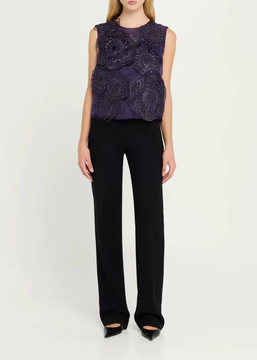 Akris Anemone Embroidered Silk Organza Sleeveless Blouse | Thumbnail 2 Akris Anemone Embroidered Silk Organza Sleeveless Blouse | Thumbnail 2
