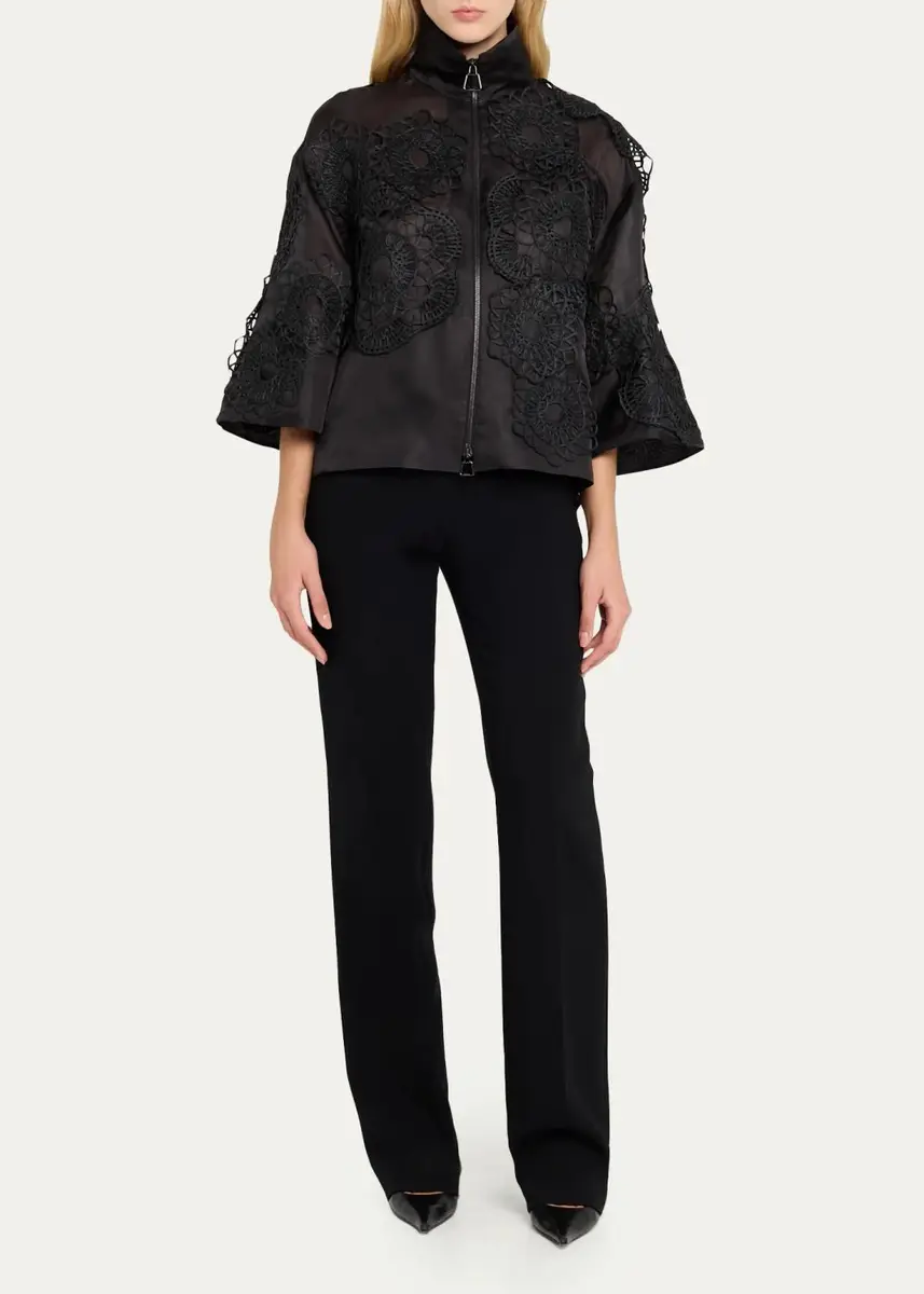 Akris Anemone Embroidered Silk Organza Zip Jacket | Thumbnail 2 Akris Anemone Embroidered Silk Organza Zip Jacket | Thumbnail 2