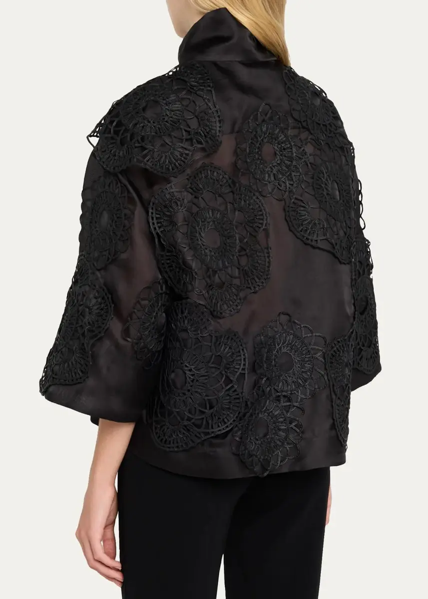 Akris Anemone Embroidered Silk Organza Zip Jacket | Thumbnail 3 Akris Anemone Embroidered Silk Organza Zip Jacket | Thumbnail 3