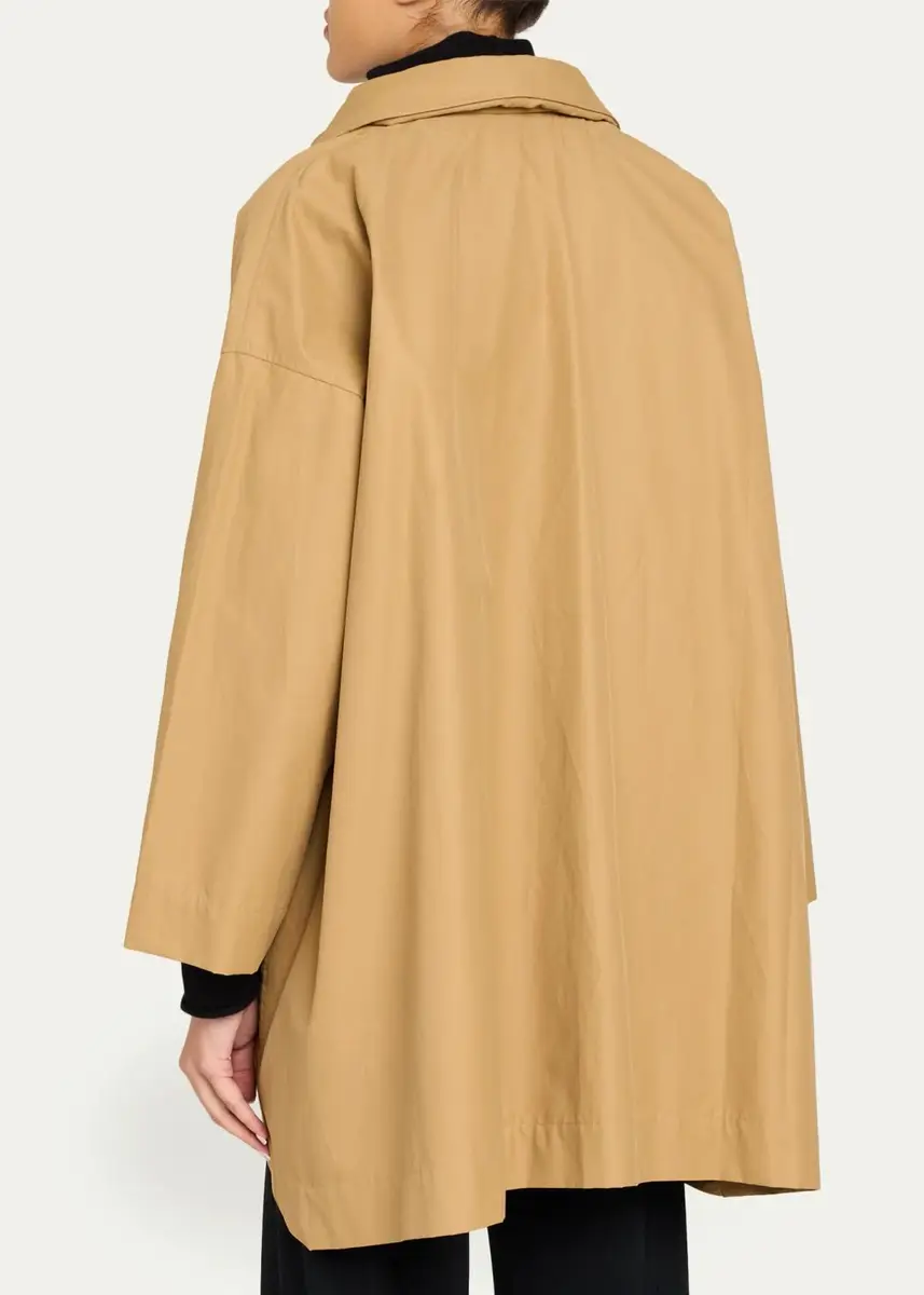 Eskandar Smaller Front Larger Back High Neck Raincoat With Button Away Hood - Long Plus Length | Thumbnail 3 Eskandar Smaller Front Larger Back High Neck Raincoat With Button Away Hood - Long Plus Length | Thumbnail 3