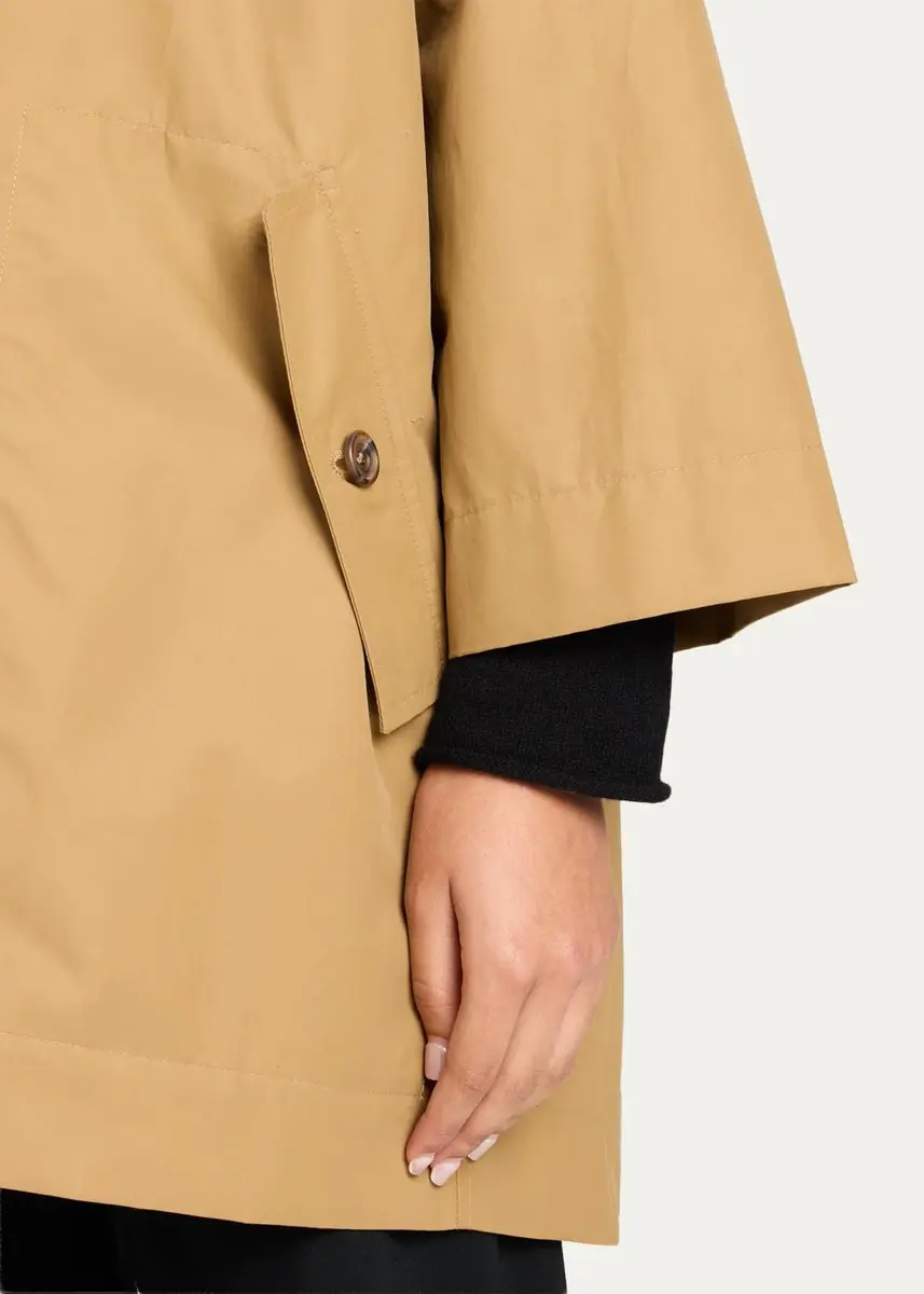 Eskandar Smaller Front Larger Back High Neck Raincoat With Button Away Hood - Long Plus Length | Thumbnail 5 Eskandar Smaller Front Larger Back High Neck Raincoat With Button Away Hood - Long Plus Length | Thumbnail 5