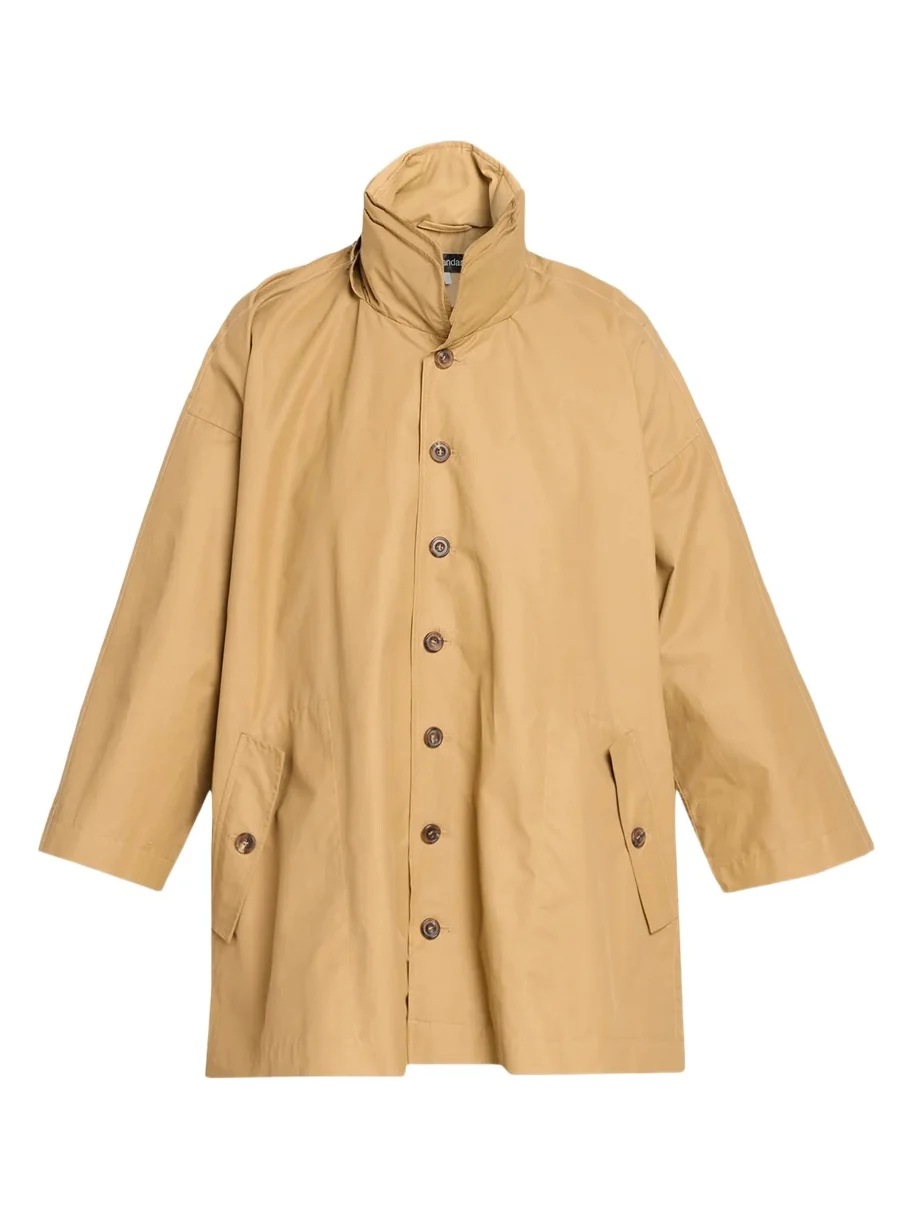 Smaller Front Larger Back High Neck Raincoat With Button Away Hood - Long Plus Length Smaller Front Larger Back High Neck Raincoat With Button Away Hood - Long Plus Length