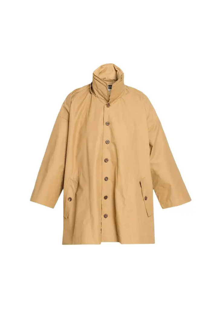 Eskandar Smaller Front Larger Back High Neck Raincoat With Button Away Hood - Long Plus Length