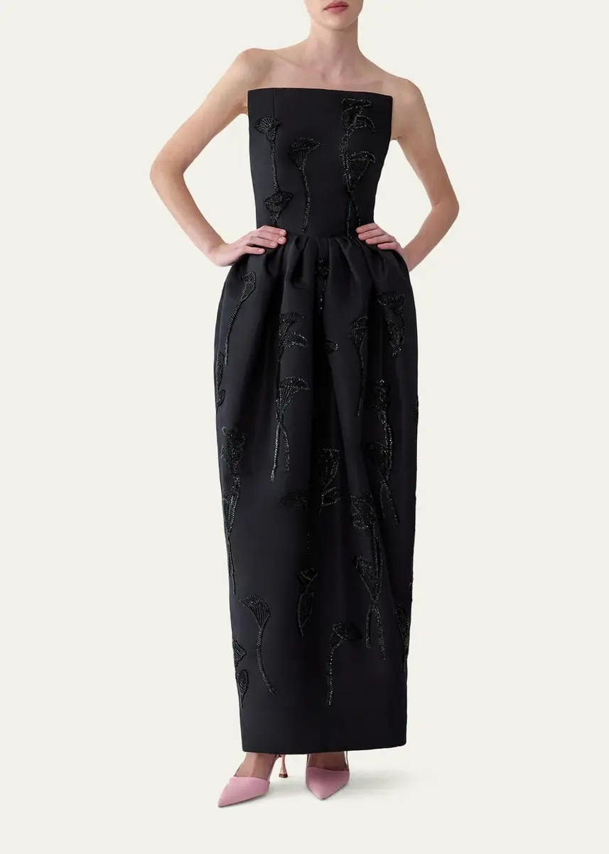 Carolina Herrera Silk Embellished Strapless Gown | Thumbnail 4