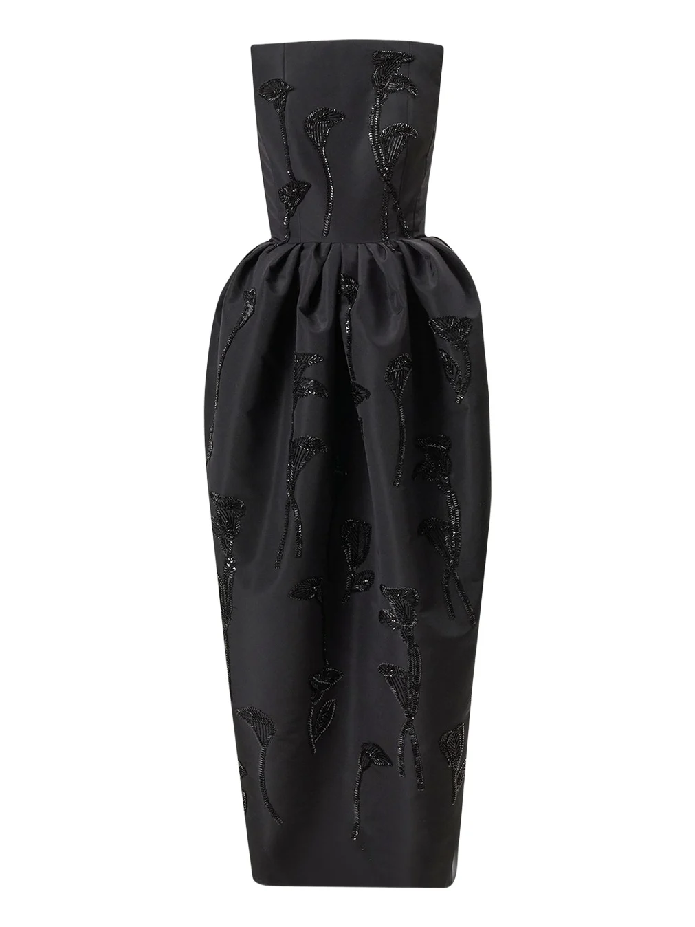 Silk Embellished Strapless Gown